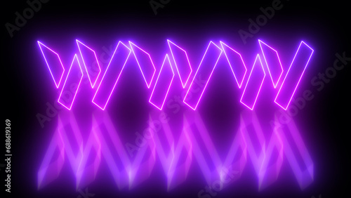 Neon-colored WWW word text illustration with a glowing neon-colored moving outline on a dark background in high resolution. Technology video material illustration. Easy to use.