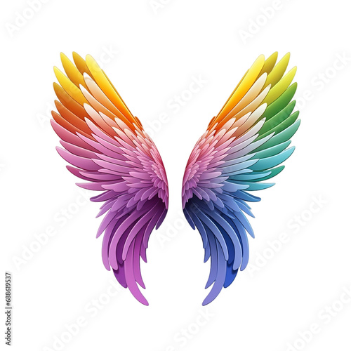 Rainbow angel wings isolated