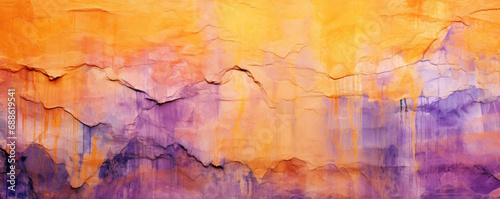 Vibrant orange to purple gradient on a textured surface, resembling eroded geological formations.