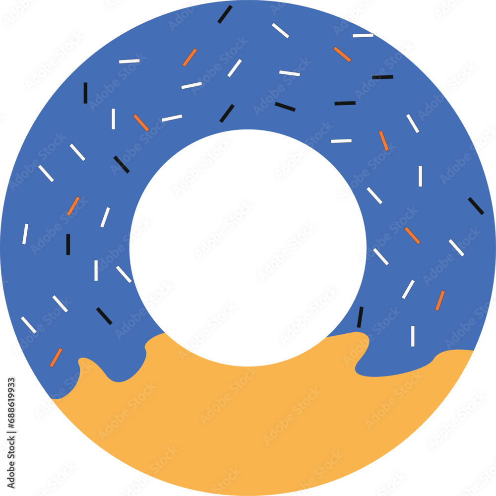 illustration of a Blue donut on a plate illustration of a Blue donut on a plate