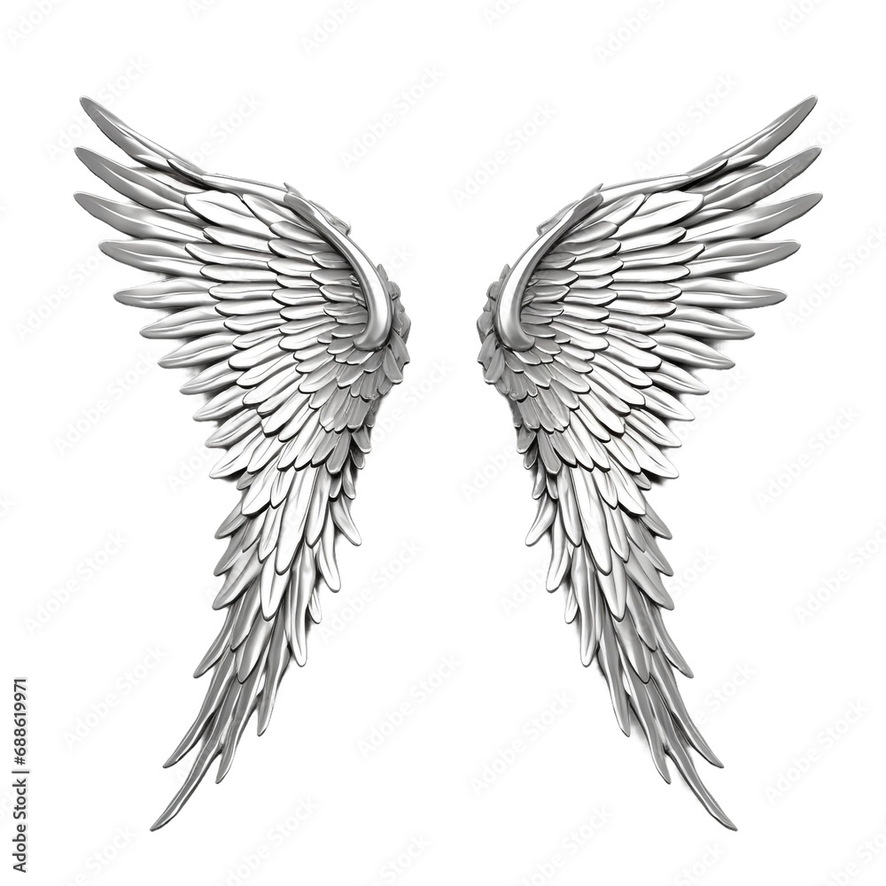 Obraz premium Silver angel wings isolated