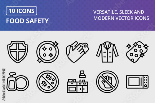 Food Safety Thick Line Icons Set