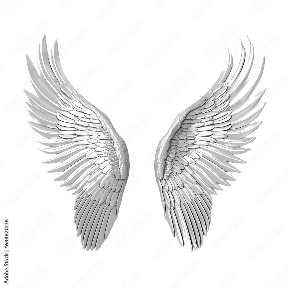 Fototapeta premium Silver angel wings isolated
