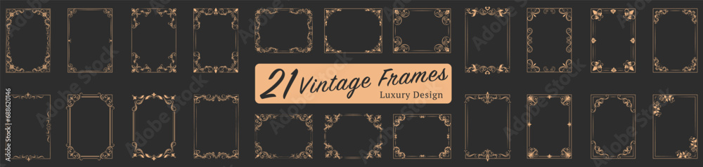 Decorative frames and borders backgrounds vintage design elements - obrazy, fototapety, plakaty 