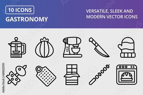 Gastronomy Thick Line Icons Set