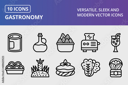 Gastronomy Thick Line Icons Set