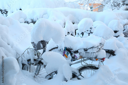 Bicycles under snowdrift