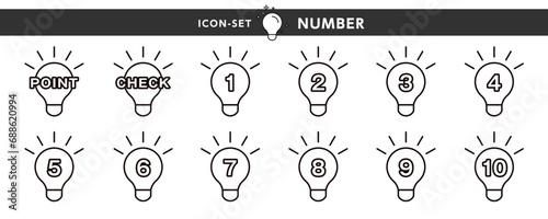 ポイント＆チェックと数字のアイコンセット