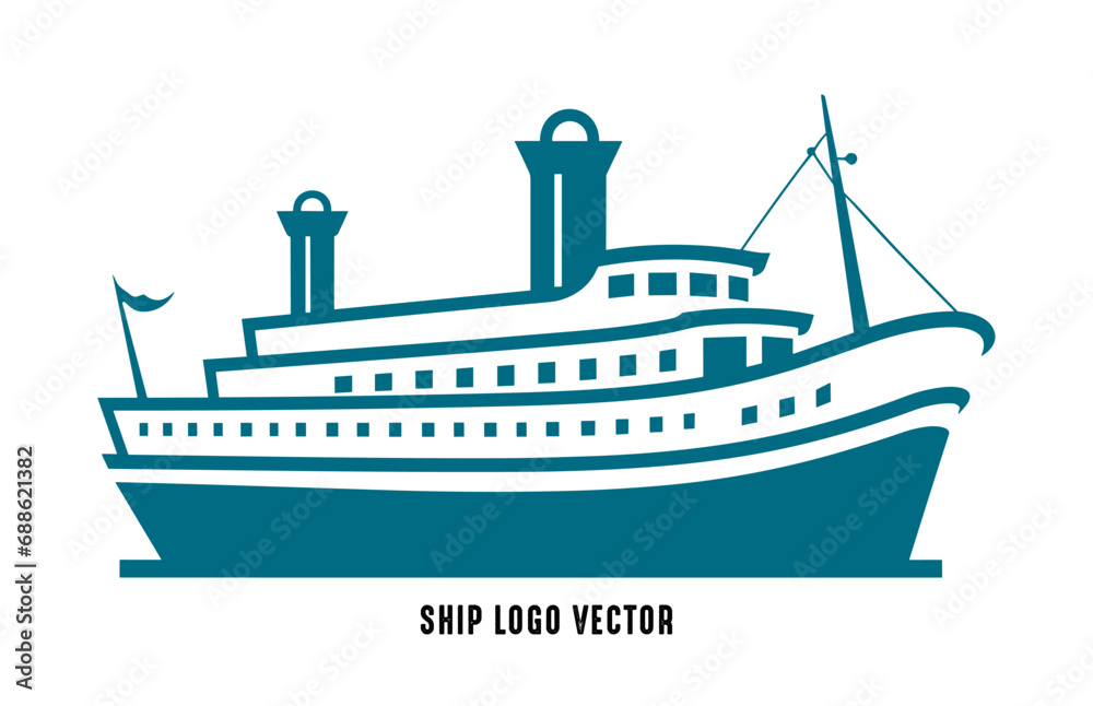 Ship logo vector isolated on a white background, Ship icon Silhouette