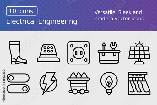Electrical Engineering Thick Line Icons Set