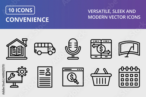 Convenience Thick Line Icons Sets