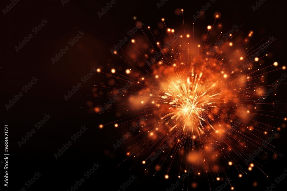 Red and yellow firework isolated on black background 