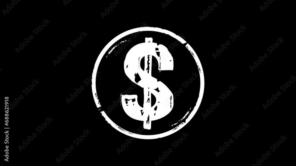 Dollar symbol stamp and hand stamping impact isolated animation. USD american money USA sign 3D rendered concept. Alpha matte channel. Dollar symbol stamp and hand stamping impact isolated animation. USD american money USA sign 3D rendered concept. Alpha matte channel.