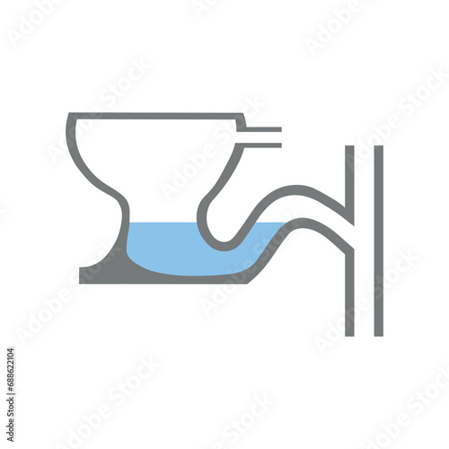The S-bend trap in the toilet structure. Waste water treatment.