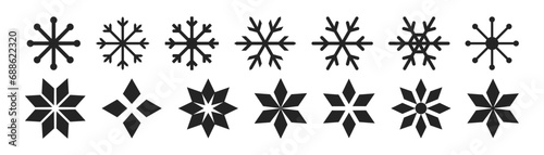 Snowflake icon collection. Snow winter set of elements. Snowflakes template. Cristmas snowflake icon collection. Stock vector