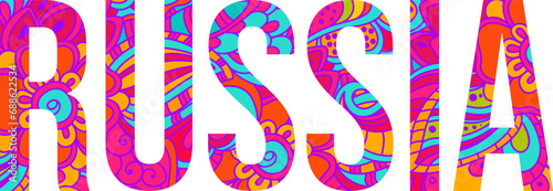 Russia text name colorful doodle modern design