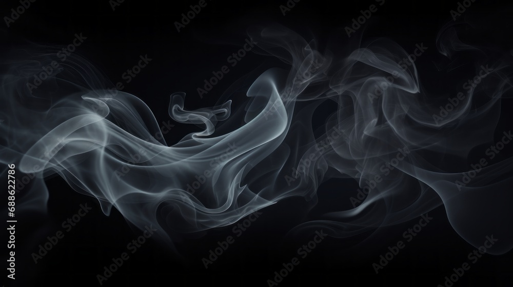 Fototapeta premium dynamic black smoke swirls on isolated background - atmospheric abstract vapor for artistic design and visual impact