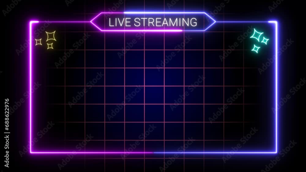 live streaming neon text frame animation box frame neon frame live streaming game live 4k