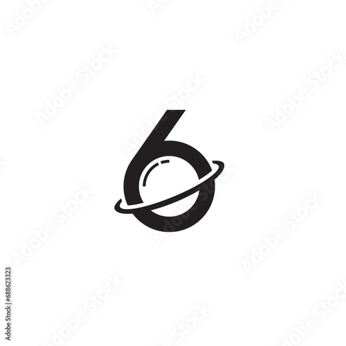 6 and Planet logo or icon design