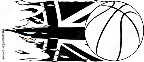 basket ball in black and white outline
