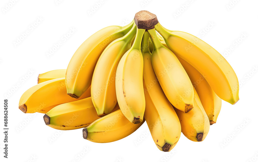Ripe Banana Bunch On Transparent Background