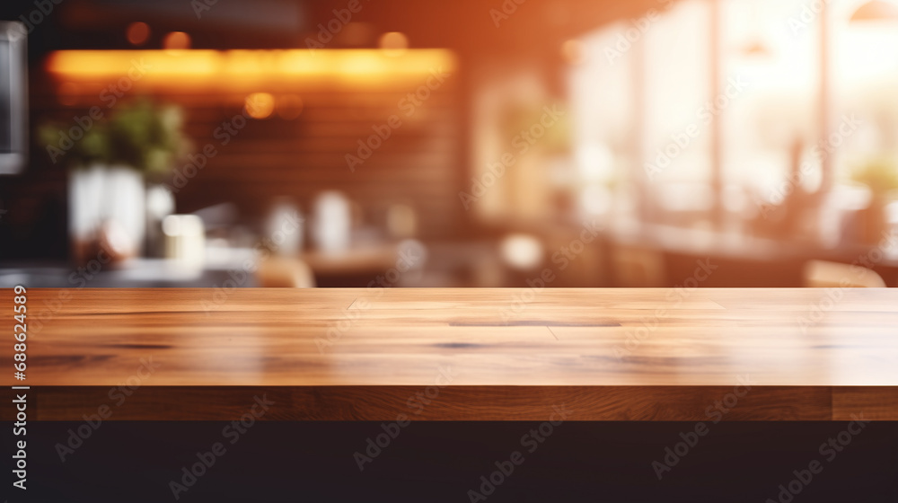Empty wooden table top, for product display montages
