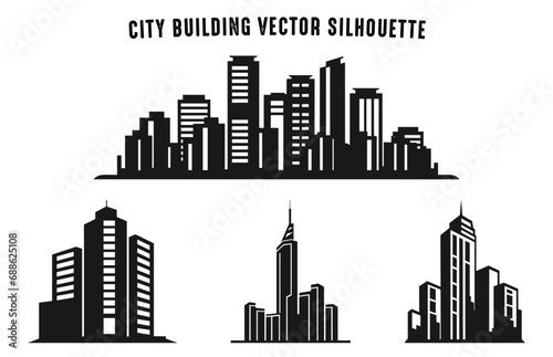 City Building Silhouette vector set  City Buildings Logo vector icon Bundle
