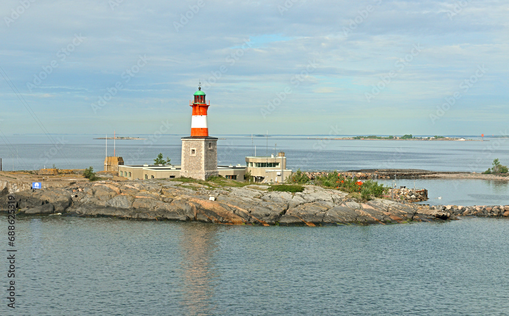 Lighthouse on Harmaja Island in Helsinki Archipelago in summer, Finland