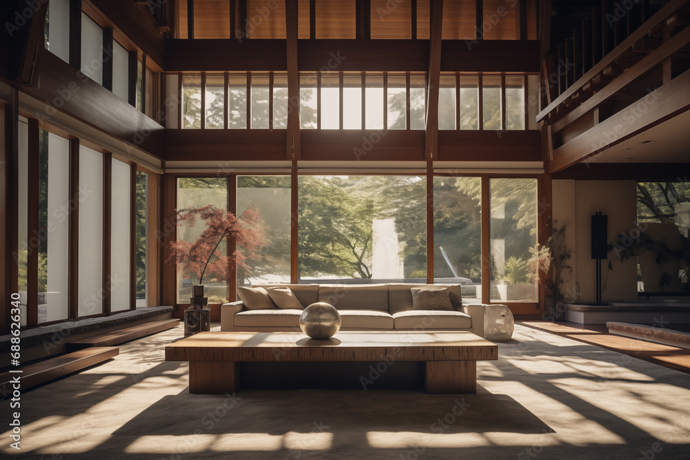 Fototapeta premium Living room chinese villa style indoor room