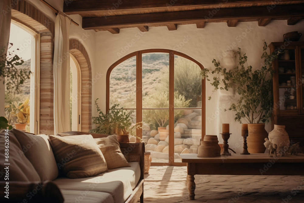 Obraz na płótnie Living room mediterranean home style indoor room w salonie