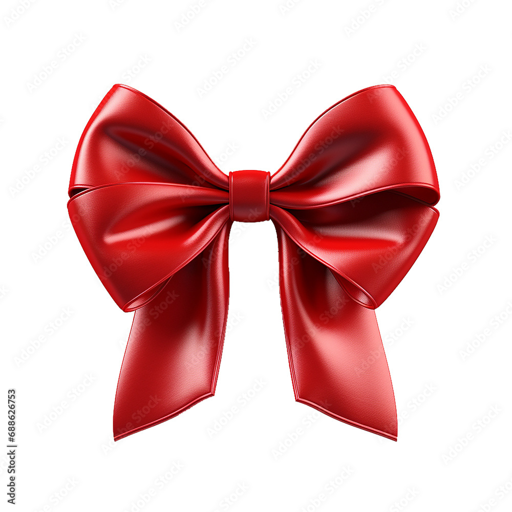 red bow isolated on clear background