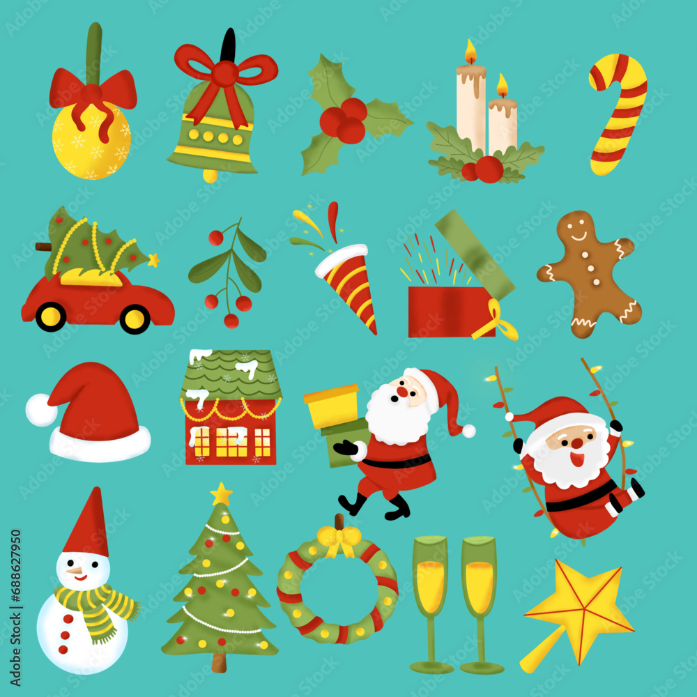 Fototapeta premium set of christmas elements