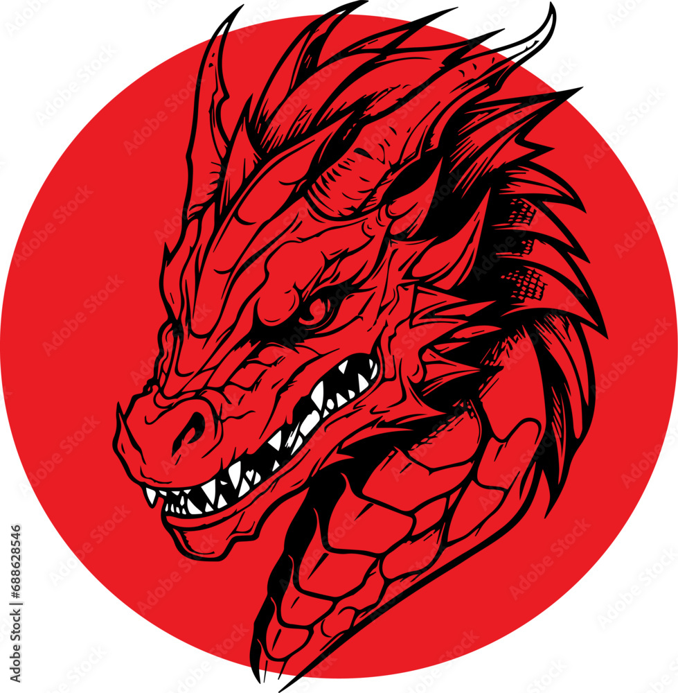 Naklejka premium red dragon head