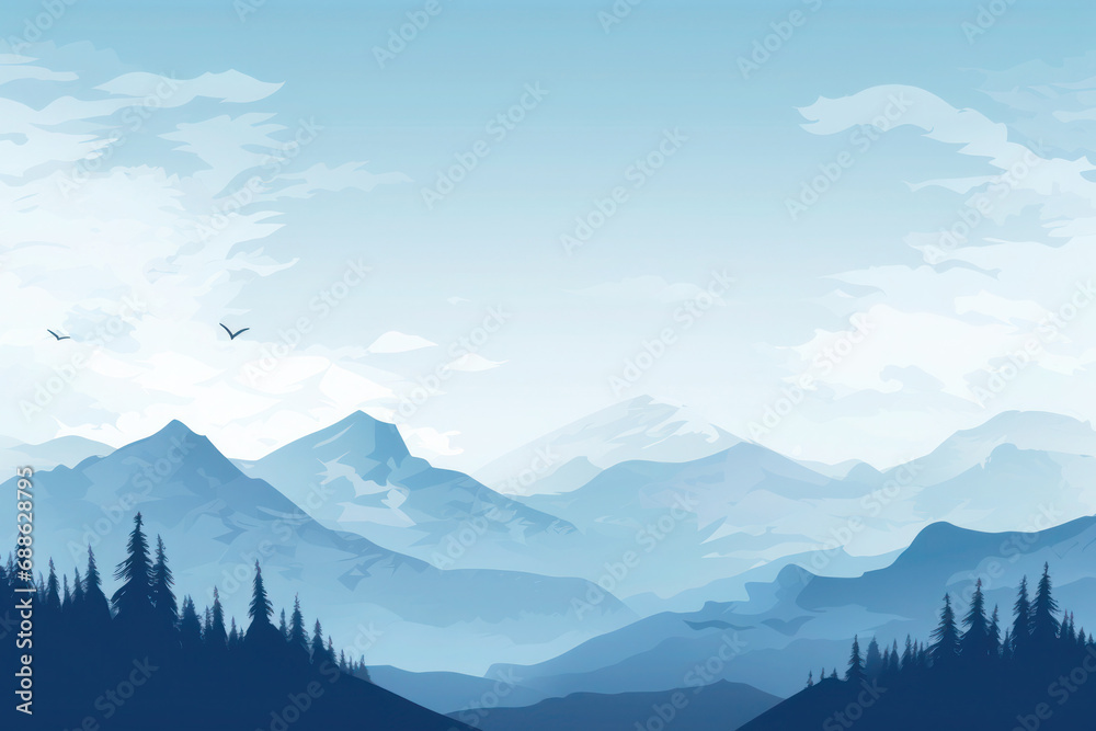mountain nature landscape in blue