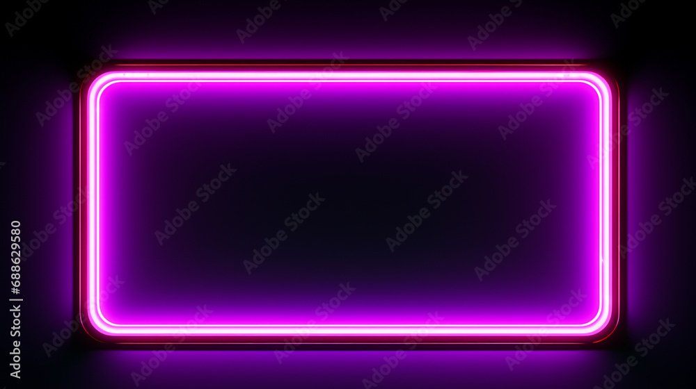 Neon frame on black background. Generative AI Neon frame on black background. Generative AI