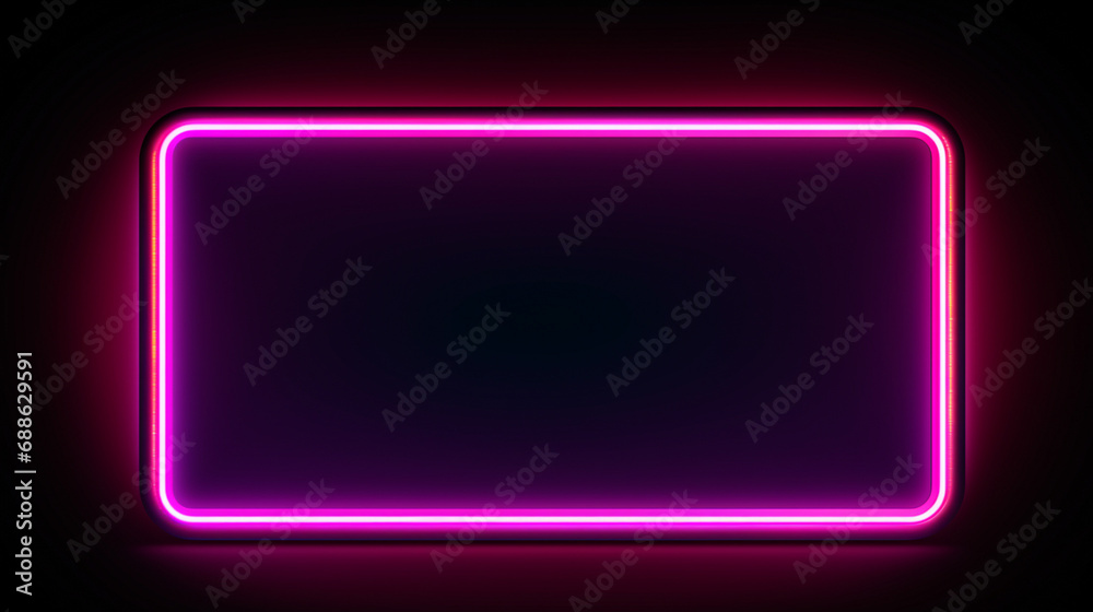 Neon frame on black background. Generative AI Neon frame on black background. Generative AI