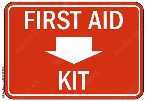 First aid kit sign and labels photo