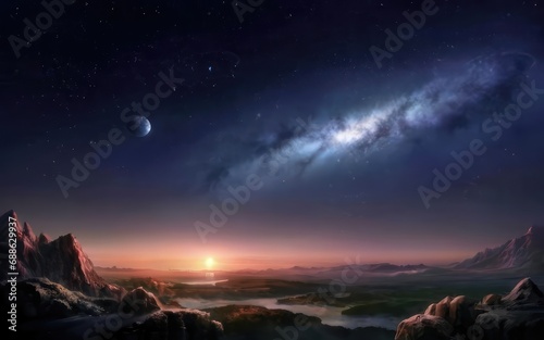 night sky landscape background