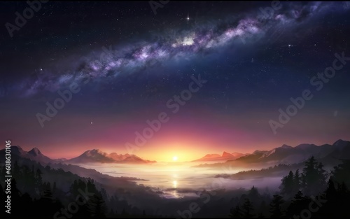 night sky landscape background