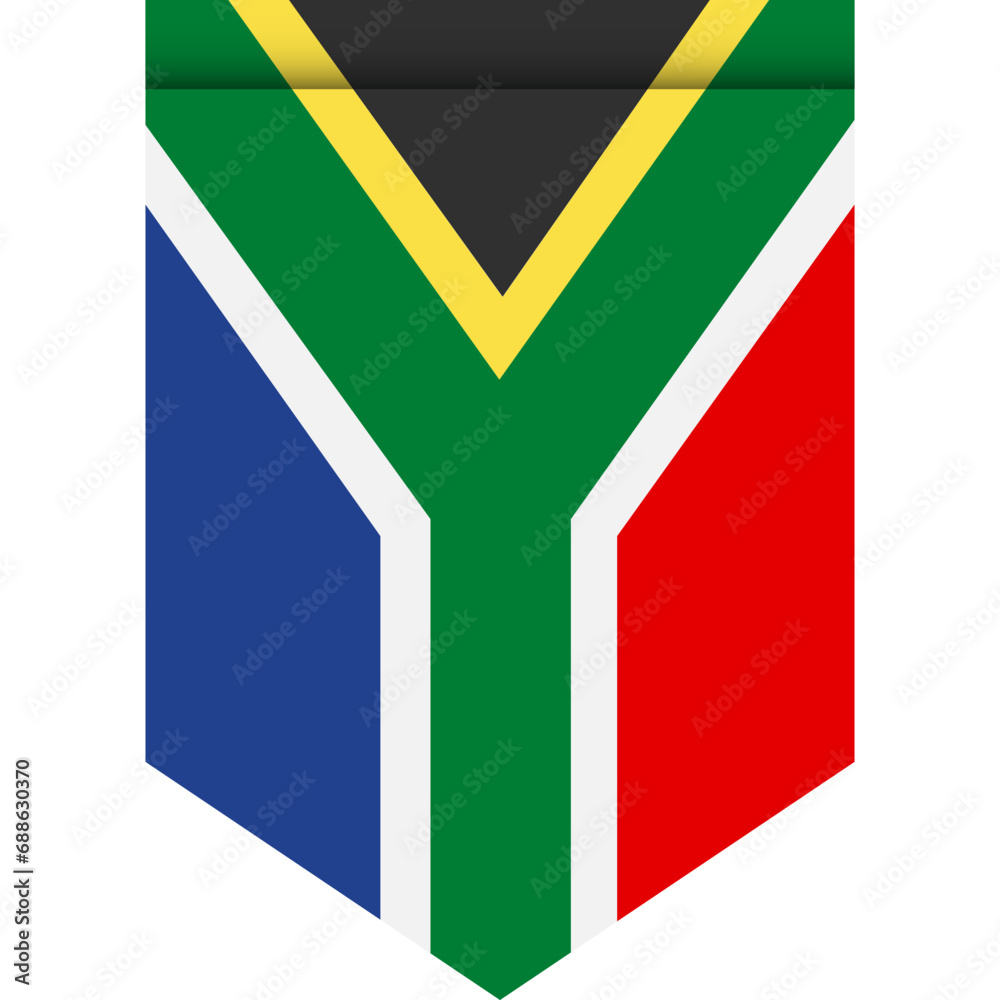 South Africa flag or pennant isolated on white background. Pennant flag icon.