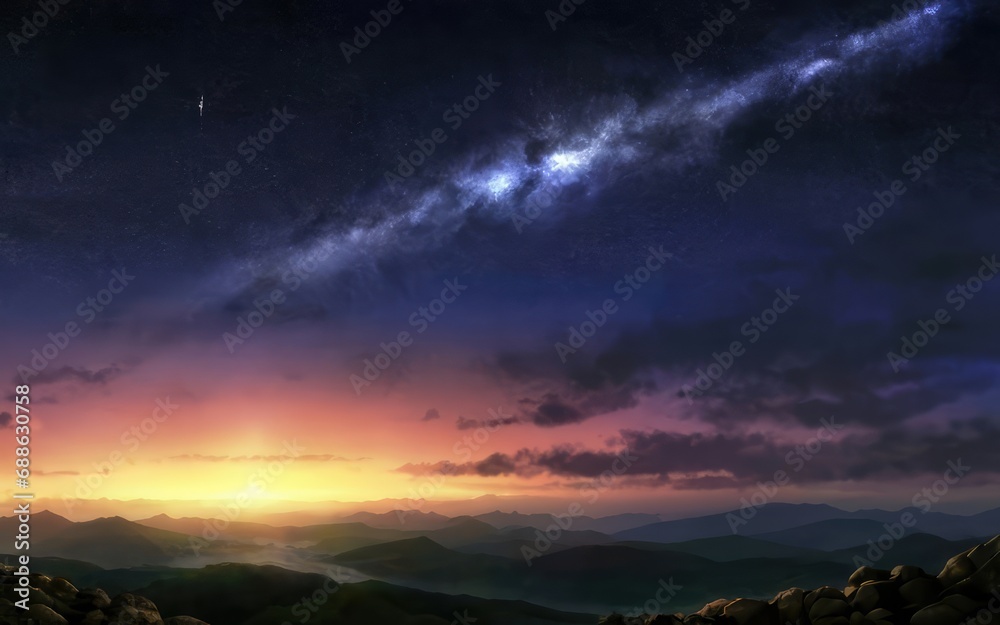 Fototapeta premium night sky landscape background