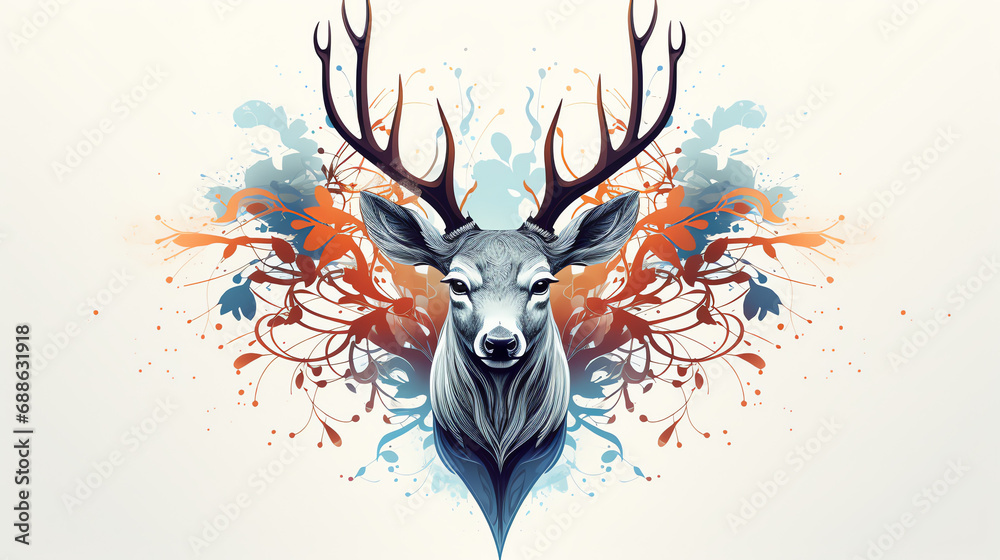 Naklejka premium deer head vector
