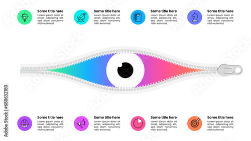 Infographic template. Eye with 8 steps and icons