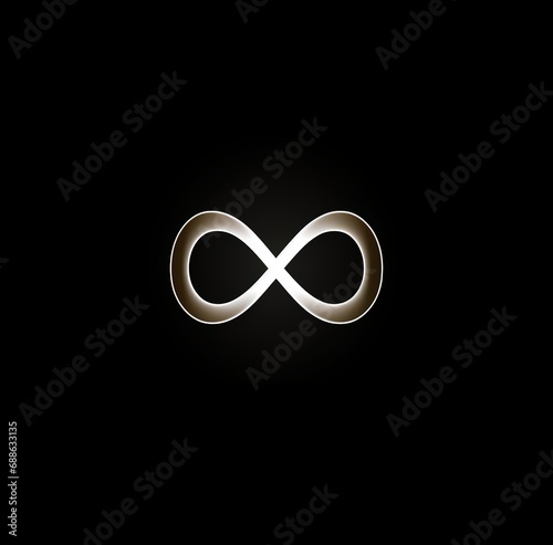 infinity symbol on black background: metallic representation of eternity in mathematics, science and technology