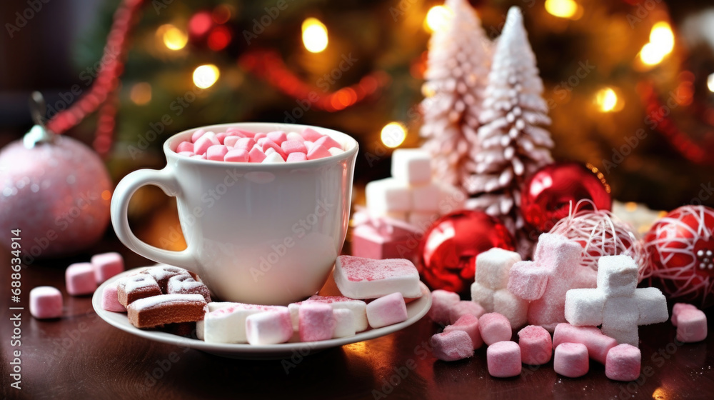 cocoa with marshmallows, a delightful treat for Christmas. cocoa with marshmallows, a delightful treat for Christmas.