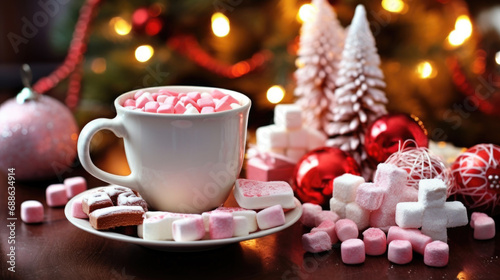 cocoa with marshmallows, a delightful treat for Christmas.