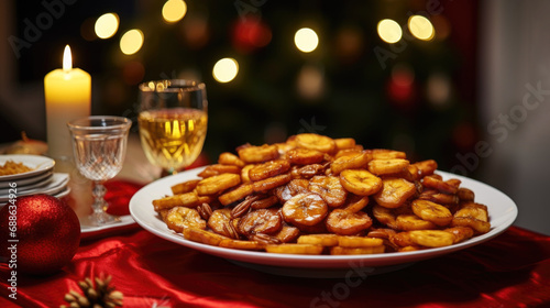 Golden fried bananas, a flavorful festive delight, perfect for the Christmas table