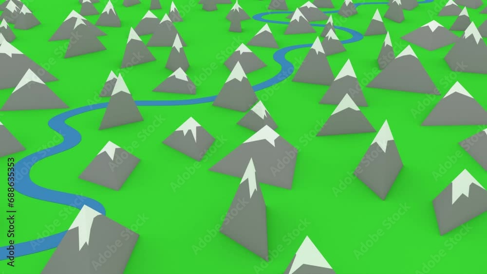 Low poly mountains river intro endless 4k Low poly mountains river intro endless 4k