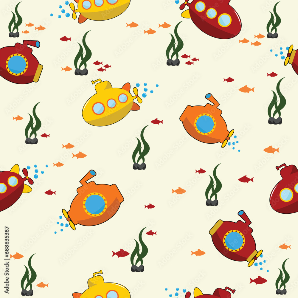 submarine pattern in vector for clothing, fabric, paper, cover, decoration, interior, vector texture, wallpaper, background, etc. submarine pattern in vector for clothing, fabric, paper, cover, decoration, interior, vector texture, wallpaper, background, etc.