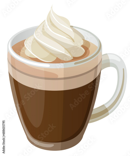 Cup of Hot Chocolate with marshmallows isolated on transparent or white background, png 